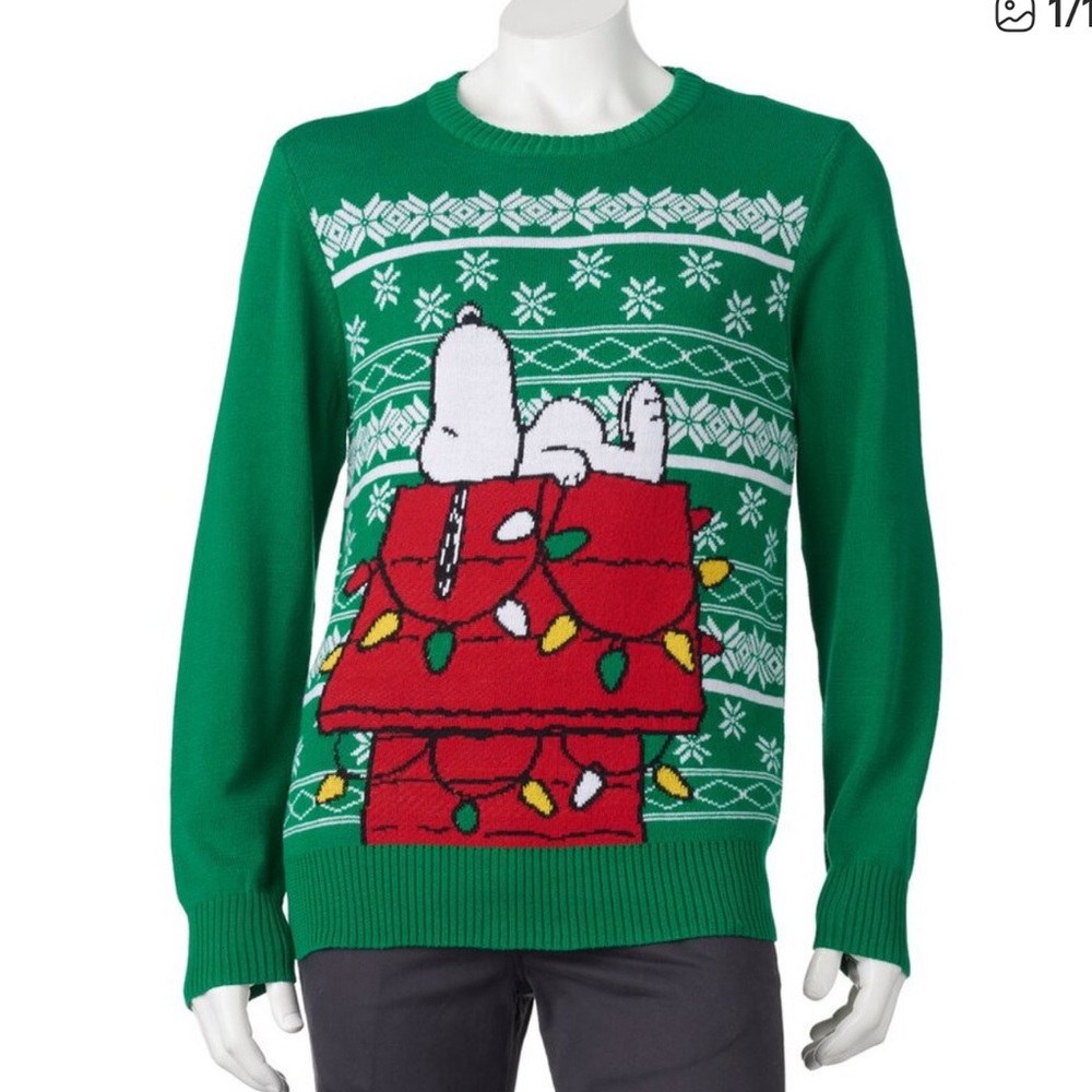 Peanuts Christmas Sweater – Men’s XL – Green Pullover - Picture 9 of 9